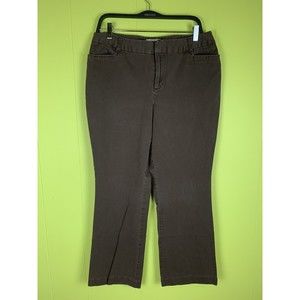 St Johns Bay Stretch Women's Pants 14 Brown Straight Leg Chino Flat Front